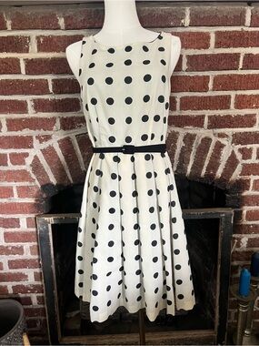 eva franco shantung polka dot dress